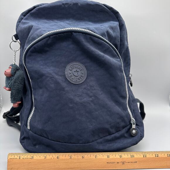 Kipling Large Unisex True Blue Backpack With Monkey Keychain Charm - Picture 8 of 12